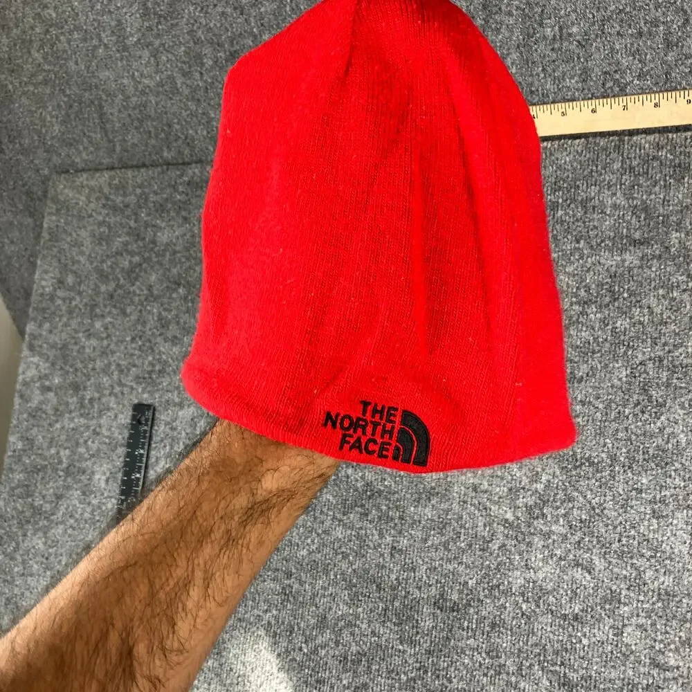 The North Face Beanie Black Red Reversible Knit Logo Cuffed‎ Winter Hat Unisex